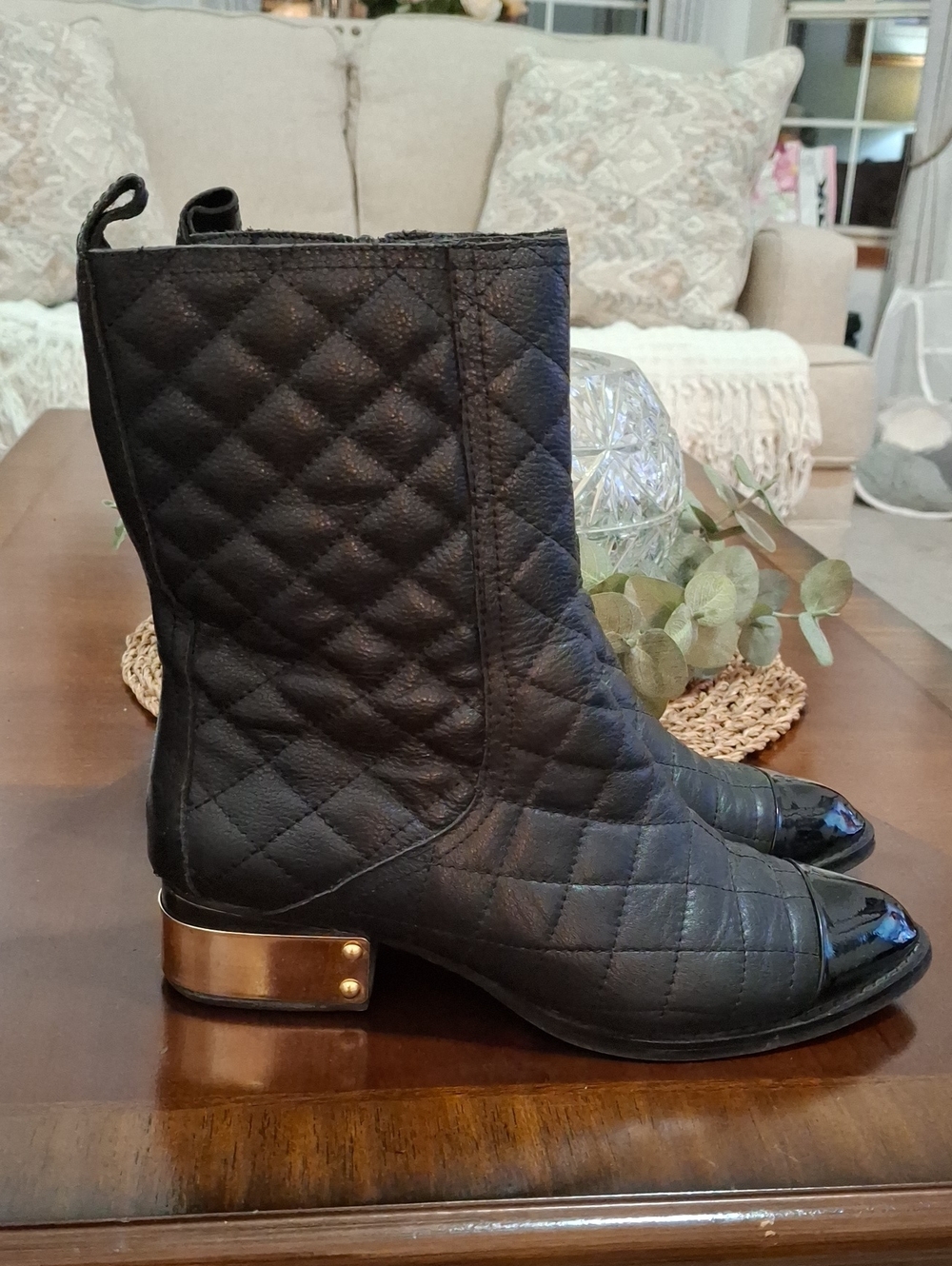 Jeffrey Campbell Black Zhora Quilted Boots Size 8